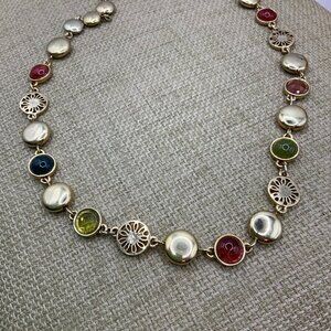 Liz & Co. Multi Colorful Lucite Circle Disc Gold Tone Necklace
